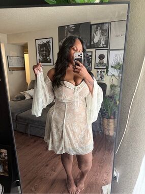 Fashion Nova Cream Lace Mini Dress
